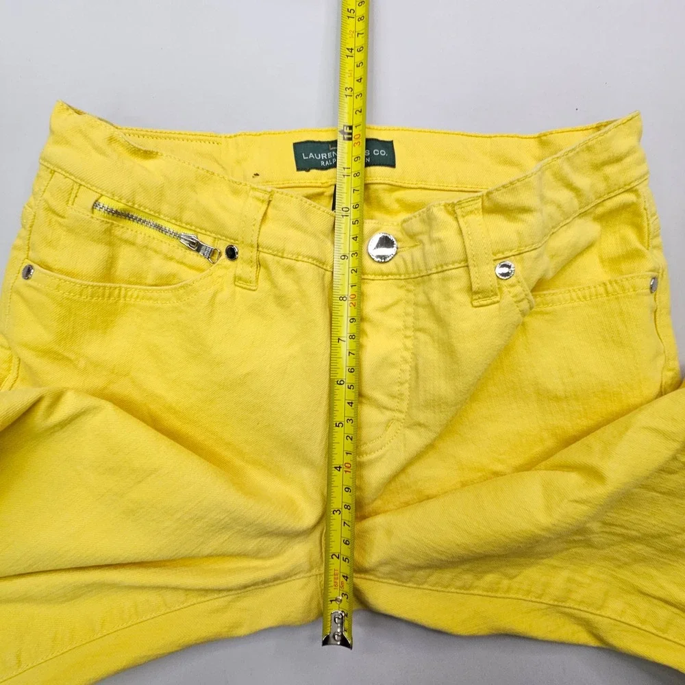 Lauren Jeans Co Ralph Lauren Pants Women 8 Yellow Straight Leg Cotton Blend